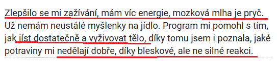 Reference klientky, zažívání, energie, mozková mlha