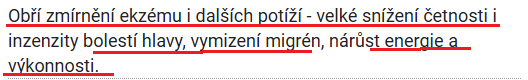 Reference klientky, ekzém, migrény, energie